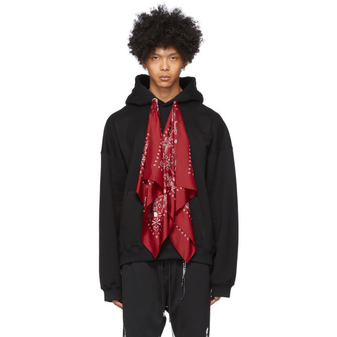 mastermind WORLD Black and Red Boxy Bandana Hoodie MASTERMIND WORLD