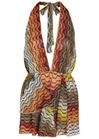 Missoni Zigzag Halterneck Metallic-knit Cover-up top Beige