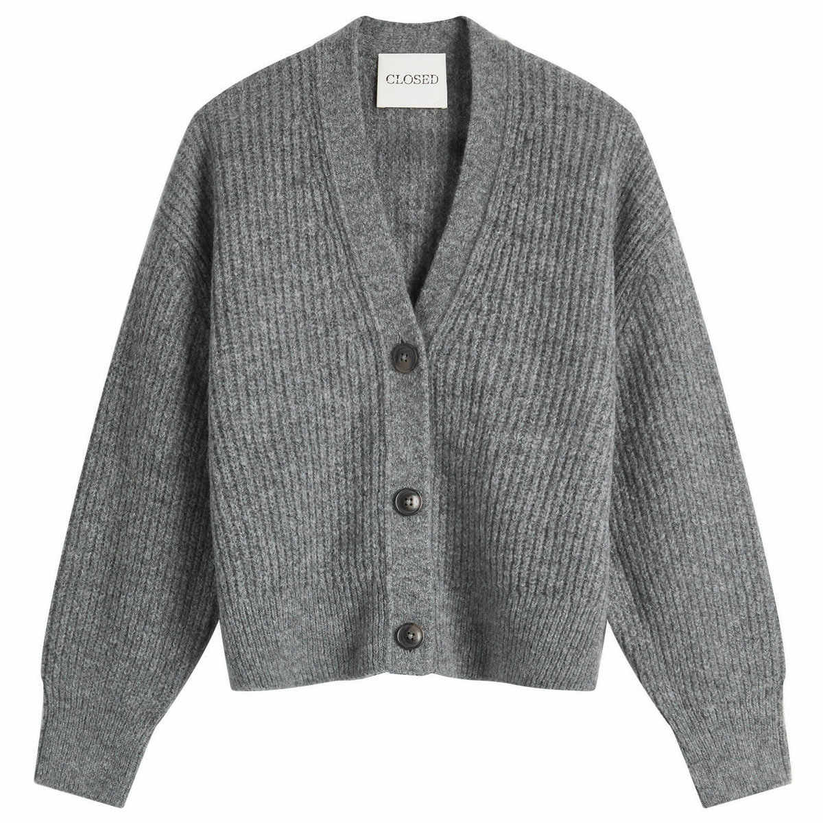 Closed Women's V Neck Cardigan in Grey Heather Melange