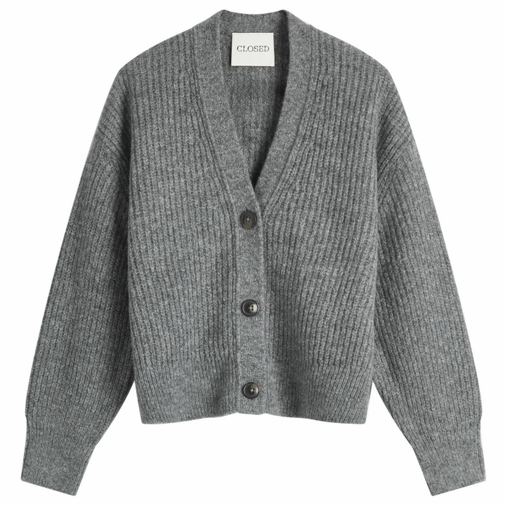 Photo: Closed Women's V Neck Cardigan in Grey Heather Melange