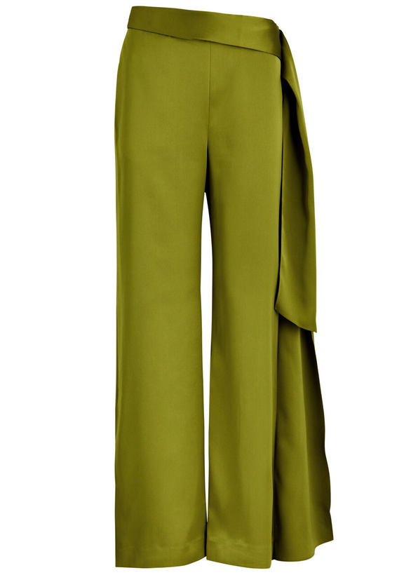 Photo: Stine Goya Gracie Wide-leg Satin Trousers Olive