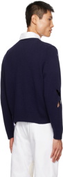 Stefan Cooke Navy Laurel Slash Sweater