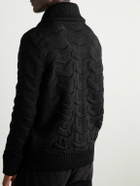 S.N.S Herning - Epigon III Slim-Fit Shawl-Collar Textured Virgin Wool Cardigan - Black