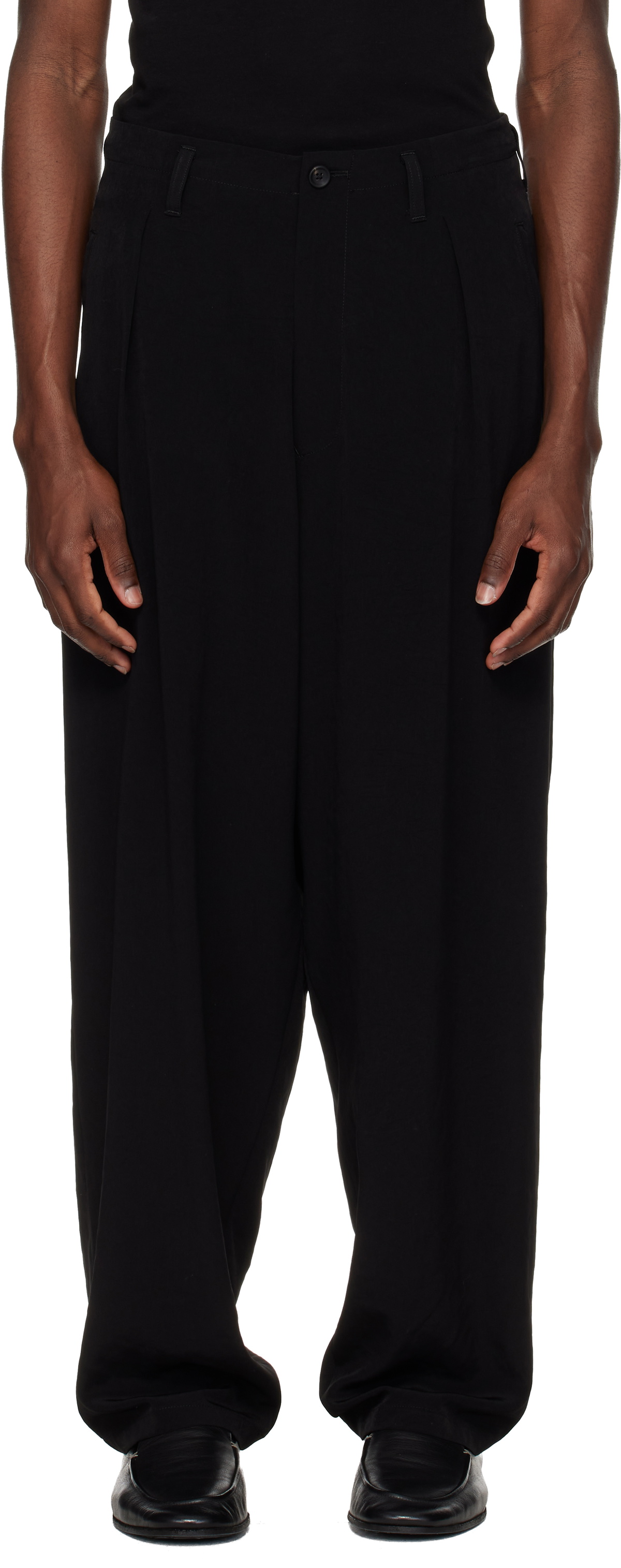 Yohji Yamamoto Black Drop Crotch Lounge Pants Yohji Yamamoto
