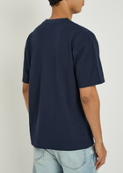 Saint Laurent Logo-embroidered Piqué Cotton-blend T-shirt Blue