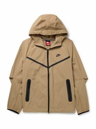 Nike - Tech Logo-Print Stretch-Nylon Hooded Jacket - Brown