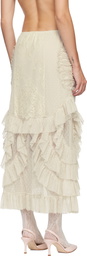 Anna Sui Off-White Ruffle Maxi Skirt