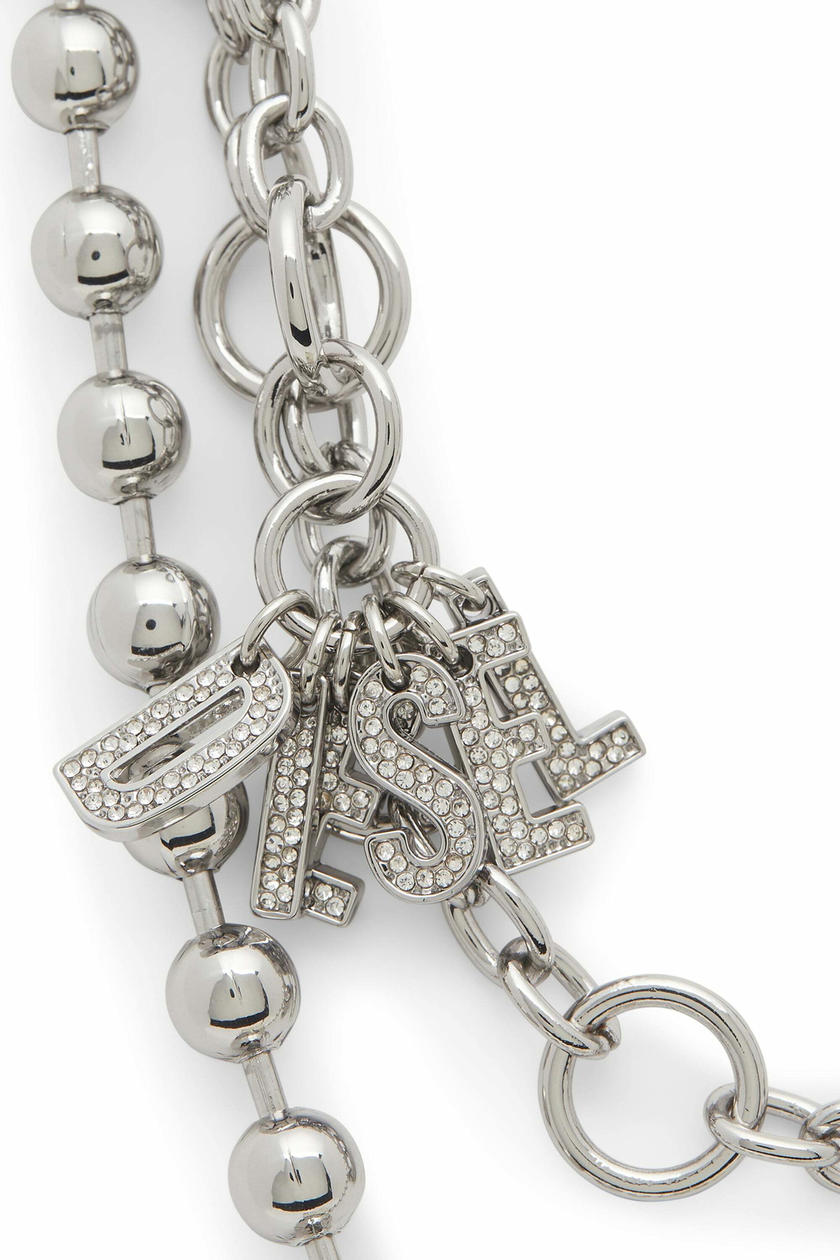 Diesel Metal charm with chains and pendants - Charms and Keyrings Womens in Silver
