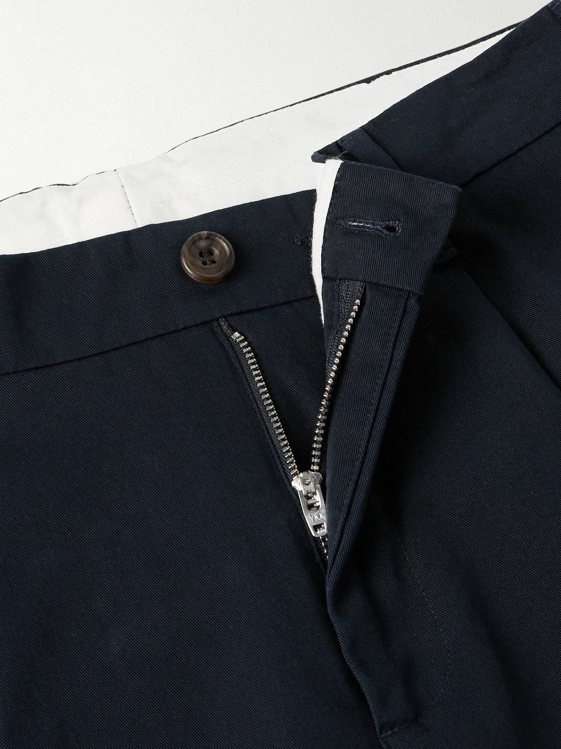 Richard James - Straight-Leg Pleated Cotton-Twill Trousers - Blue