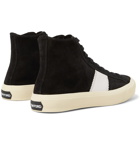 TOM FORD - Cambridge Leather-Trimmed Suede High-Top Sneakers - Black