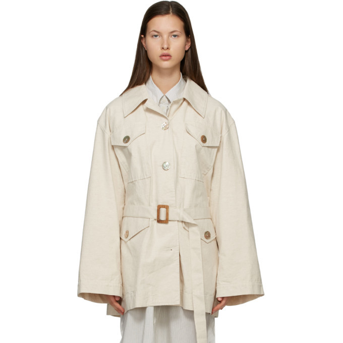 Acne Studios Off-White Cotton Belted Jacket Acne Studios