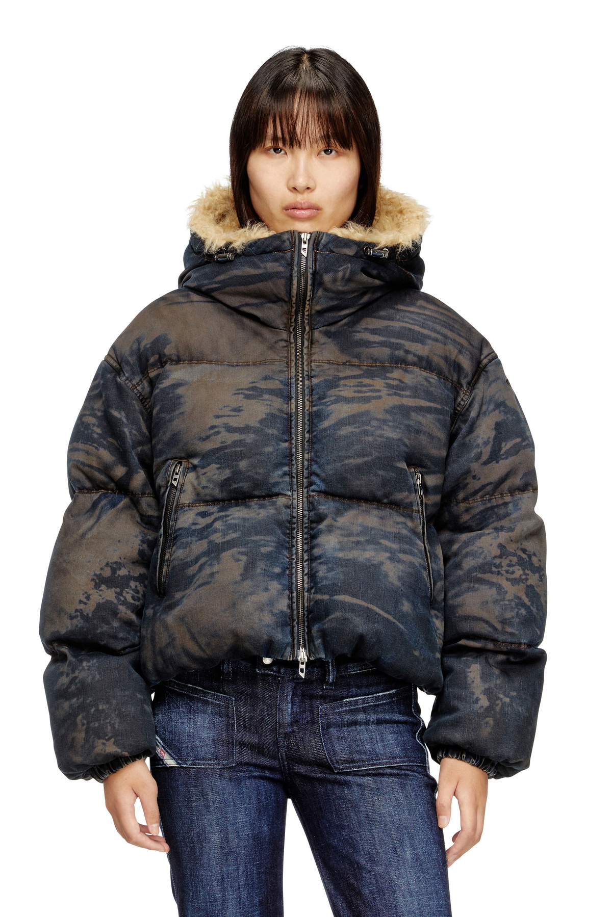 Diesel Black W-Oval Down Jacket Diesel