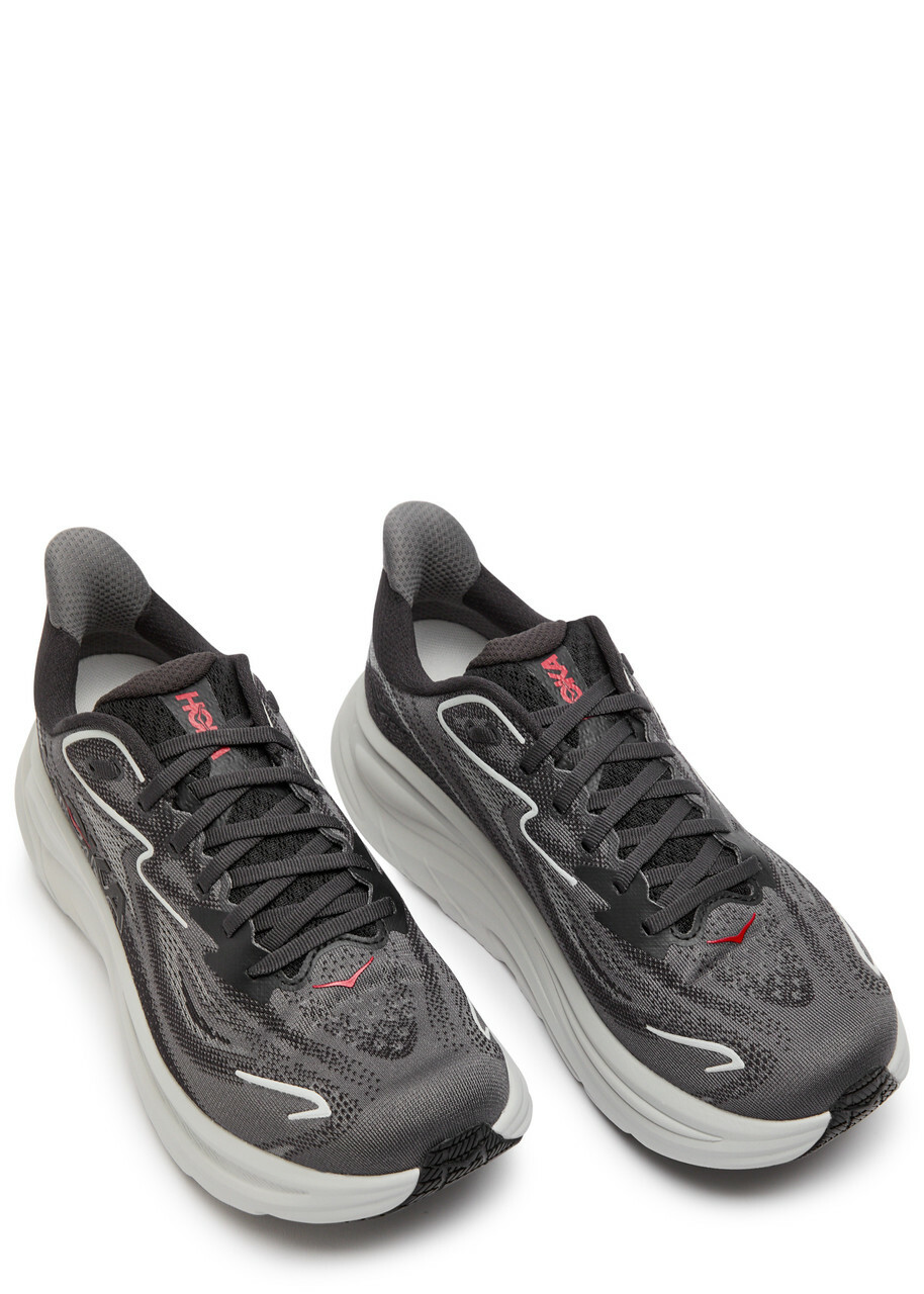 Hoka Clifton 10 Jacquard Mesh-knit Sneakers Grey