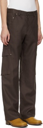 Serapis Brown Riveted Linen Cargo Pants