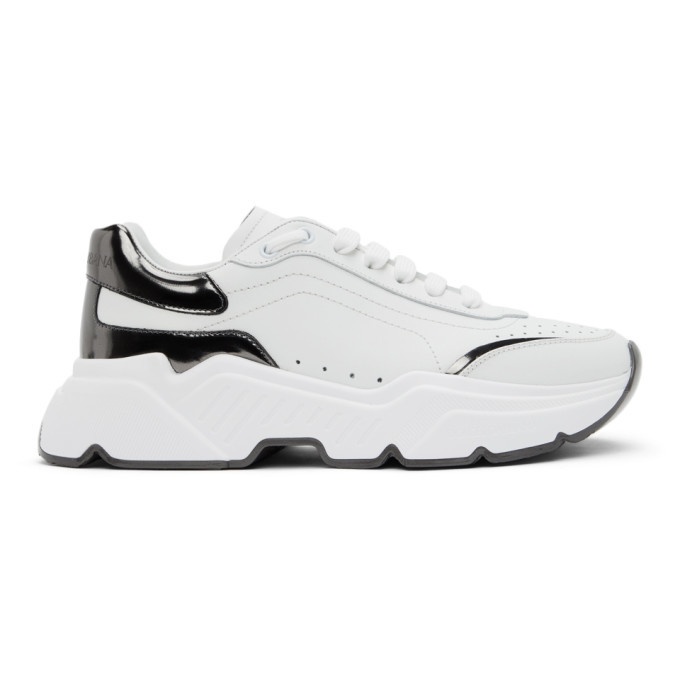 Photo: Dolce and Gabbana White and Gunmetal Daymaster Sneakers