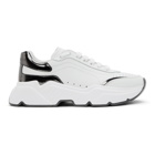 Dolce and Gabbana White and Gunmetal Daymaster Sneakers