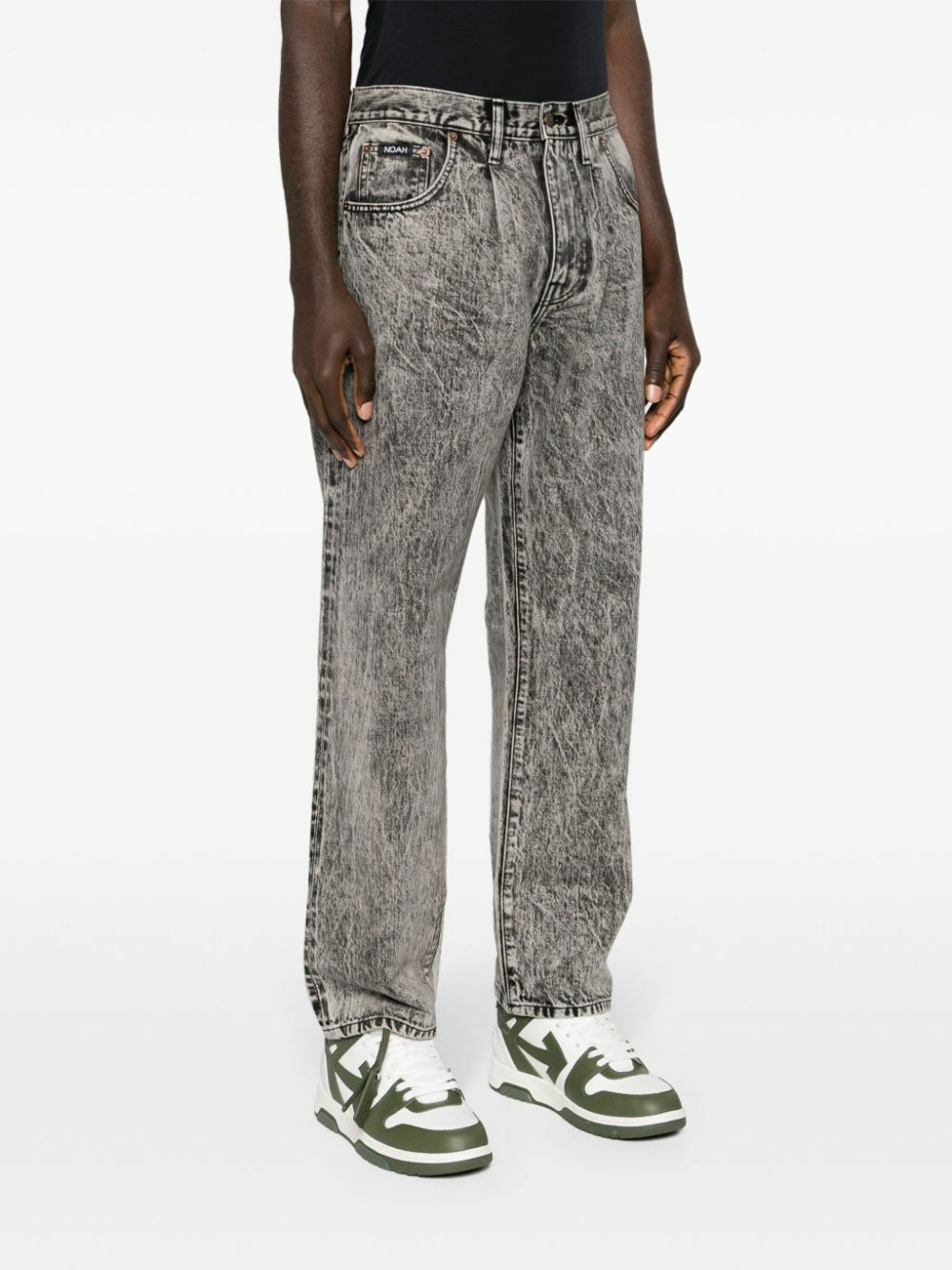 NOAH NY Black Mid-Rise Straight-Leg Jeans