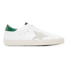 Golden Goose White and Green Superstar Sneaker