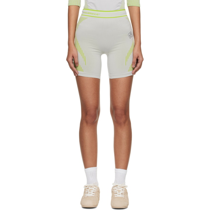 Photo: Casablanca Gray & Green Seamless Shorts