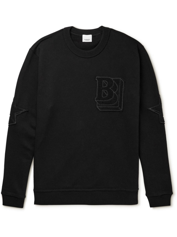 Photo: Burberry - Logo-Appliquéd Cotton-Jersey Sweatshirt - Black