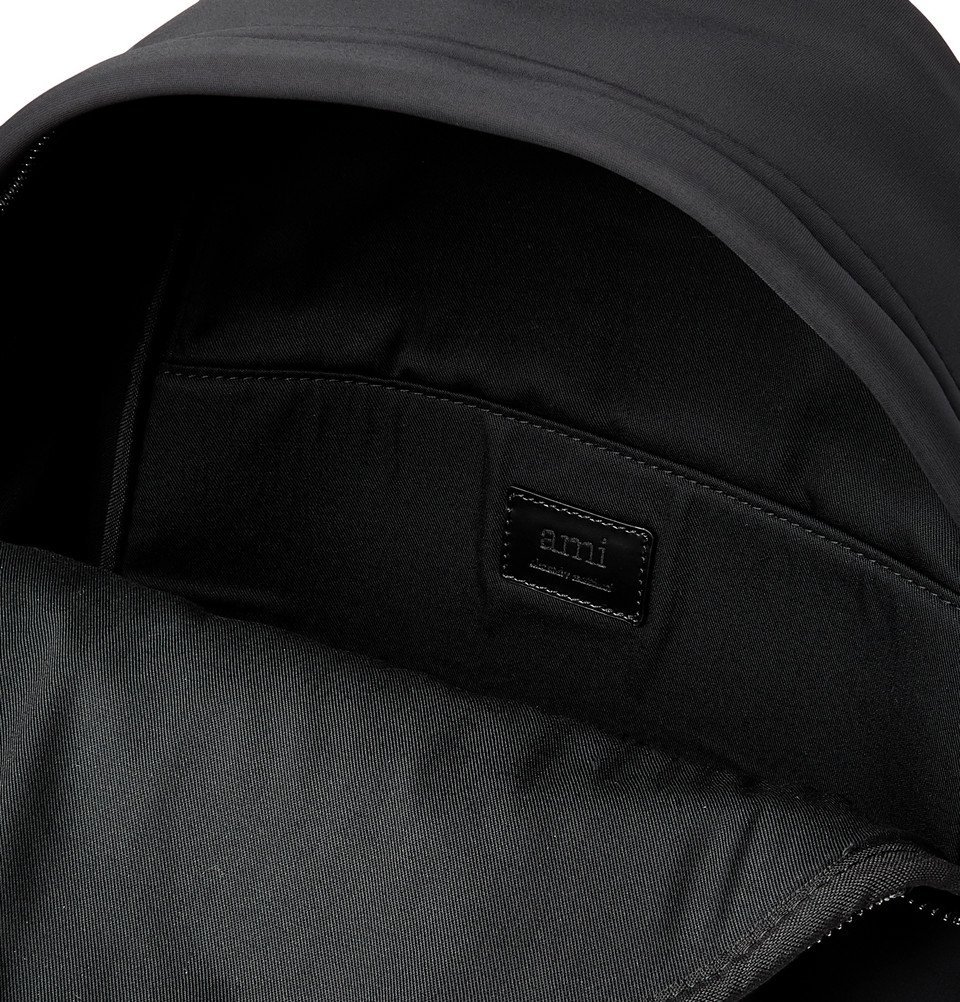 AMI - Logo-Appliquéd Leather-Trimmed Neoprene Backpack - Black AMI