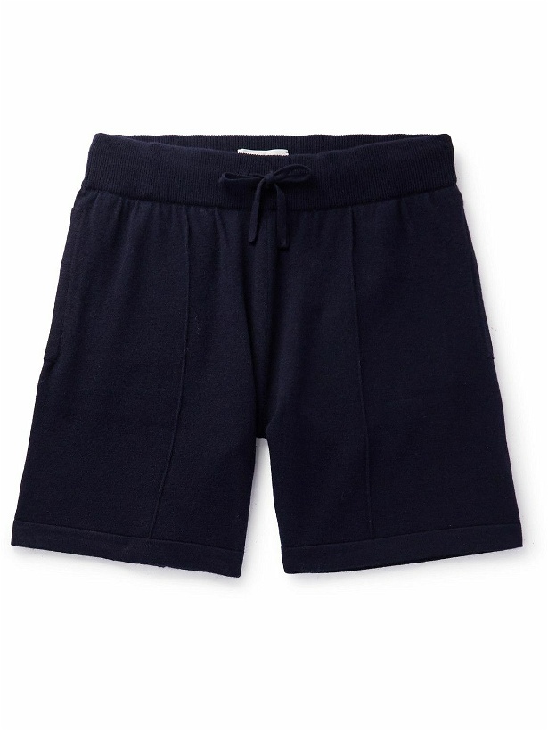 Photo: Mr P. - Straight-Leg Pintucked Wool and Cashmere-Blend Drawstring Shorts - Blue