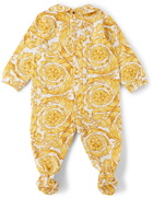 Versace Baby White & Yellow Barocco Bodysuit Set