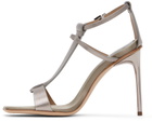 Max Mara Gray Metallic Nappa Leather Sandals