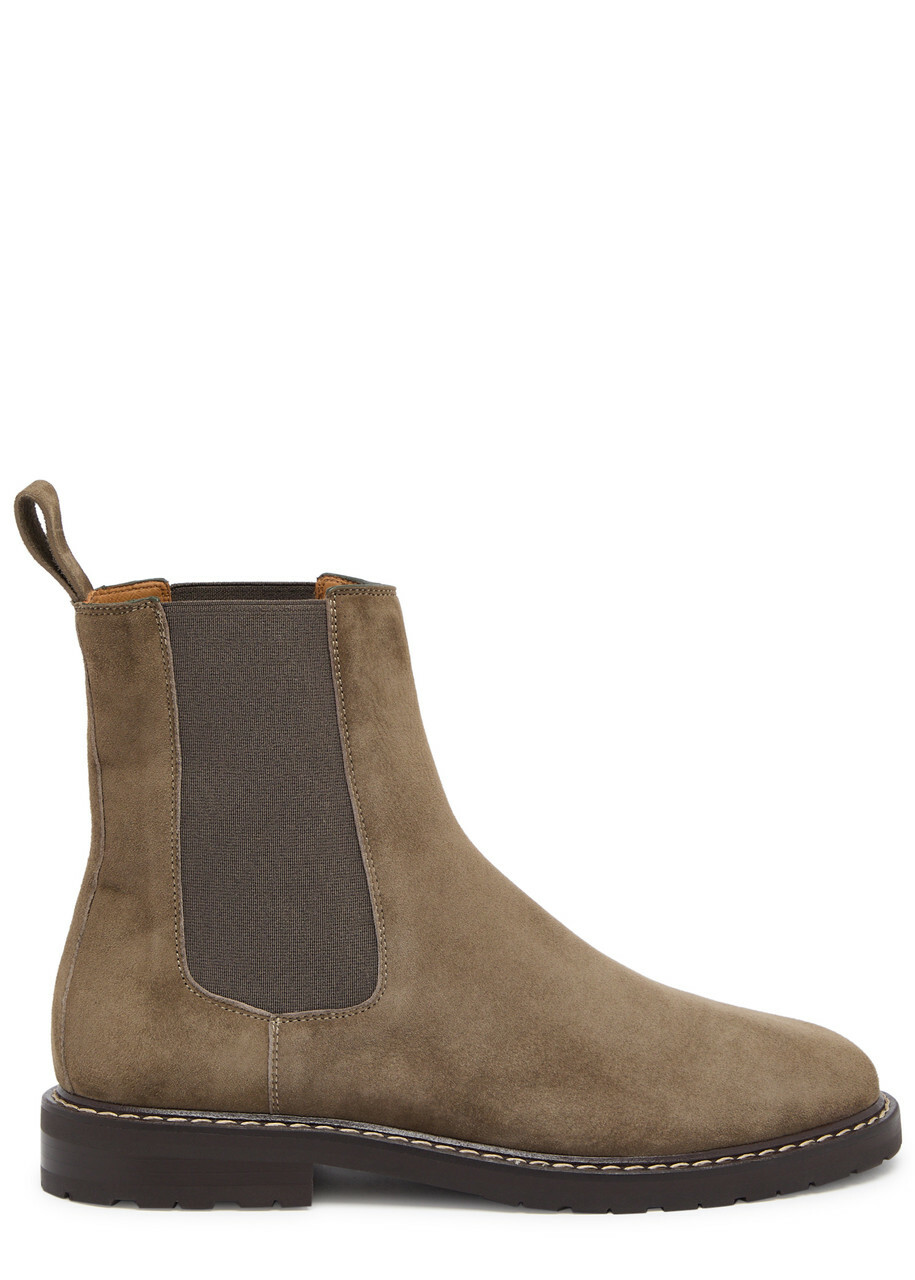 Legres Suede Chelsea Ankle Boots Khaki