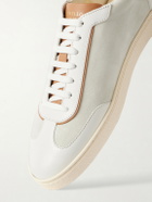 Brunello Cucinelli - Coda di Rondine Leather-Trimmed Waxed-Suede Sneakers - Natural