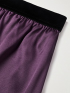 TOM FORD - Velvet-Trimmed Stretch-Silk Satin Boxer Briefs - Purple