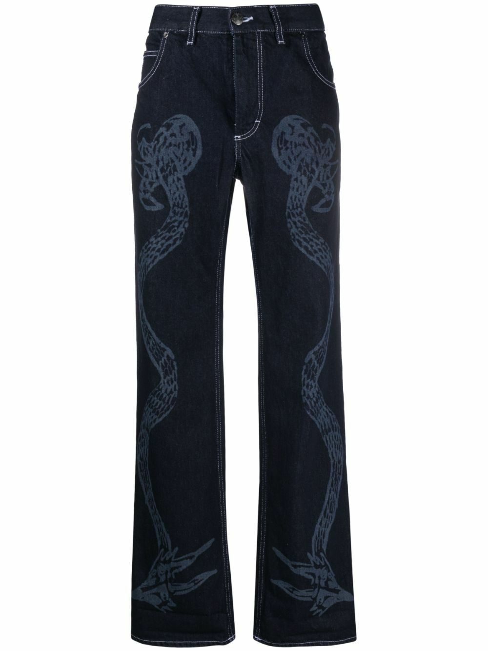 Charles Jeffrey Loverboy Etched Denim Wide-Leg Jeans