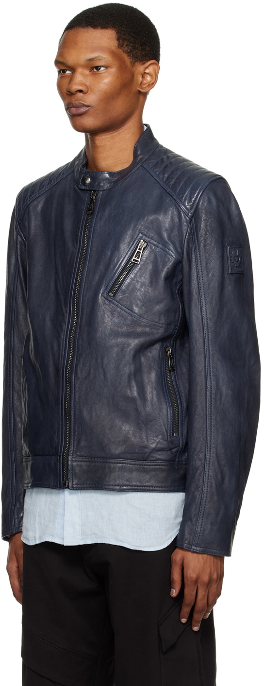 Belstaff blue leather jacket sale