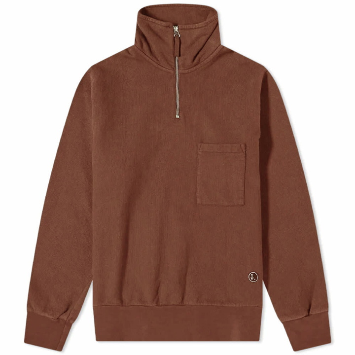 Photo: Universal Works Men's Half Zip Sweat in Brown