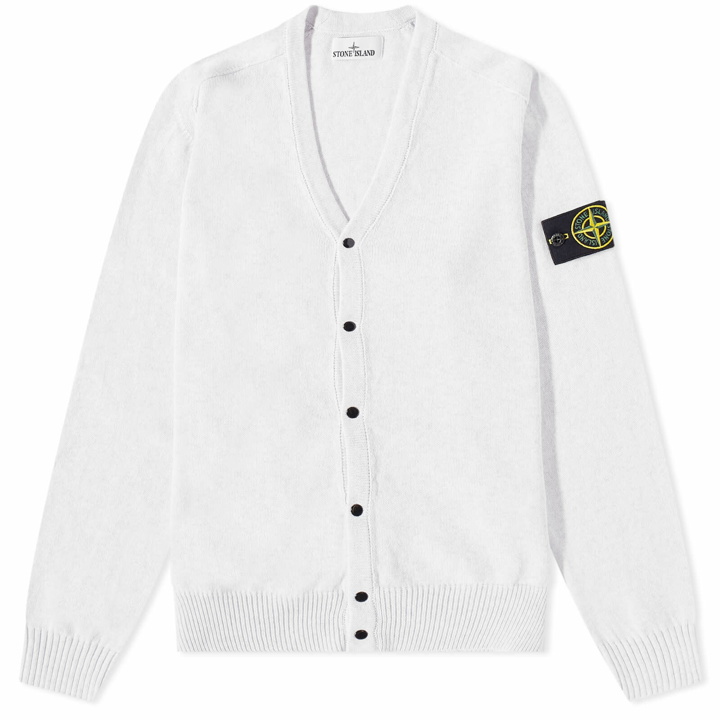 Photo: Stone Island Men's Raw Hand Cotton Knitted Cardigan in Grey Marl