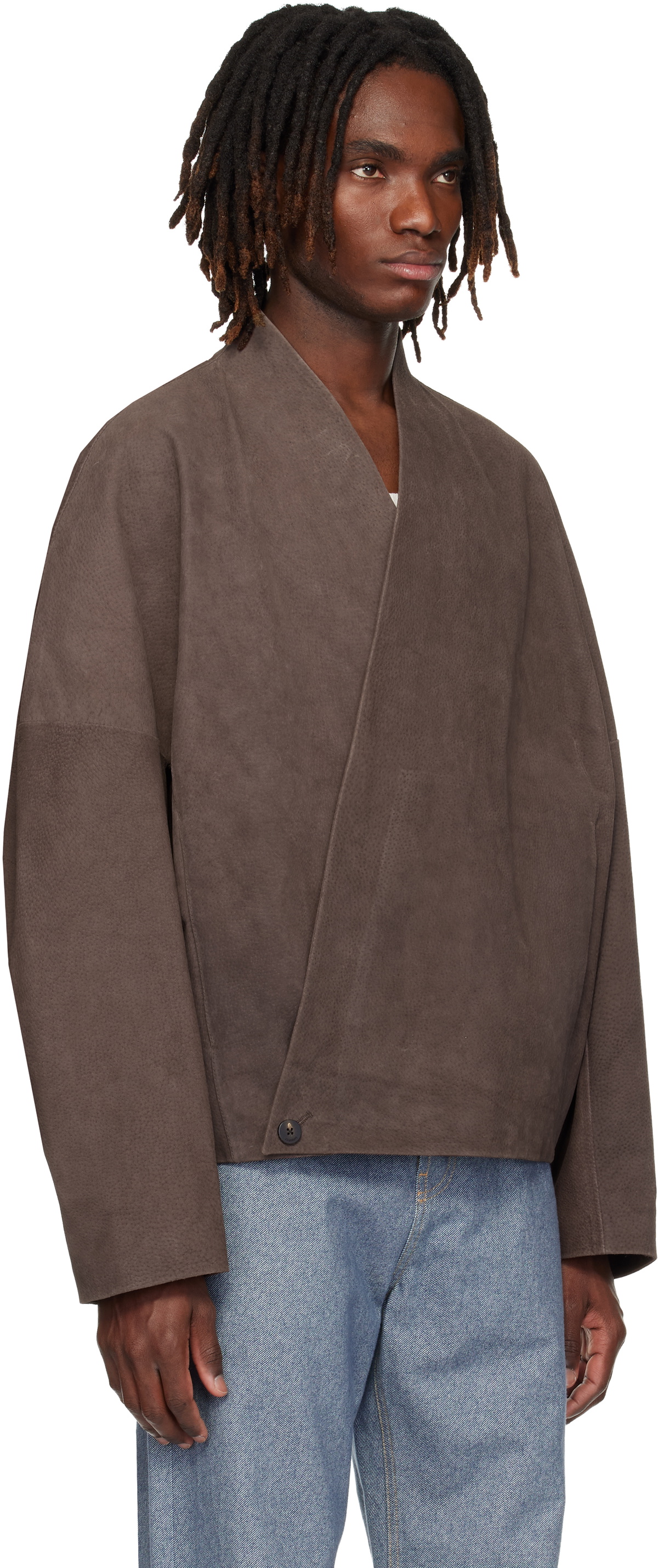 JACQUEMUS Brown 'The Berger' Suede Jacket Jacquemus
