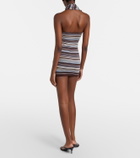 Aya Muse Knitted scarf-detail striped minidress