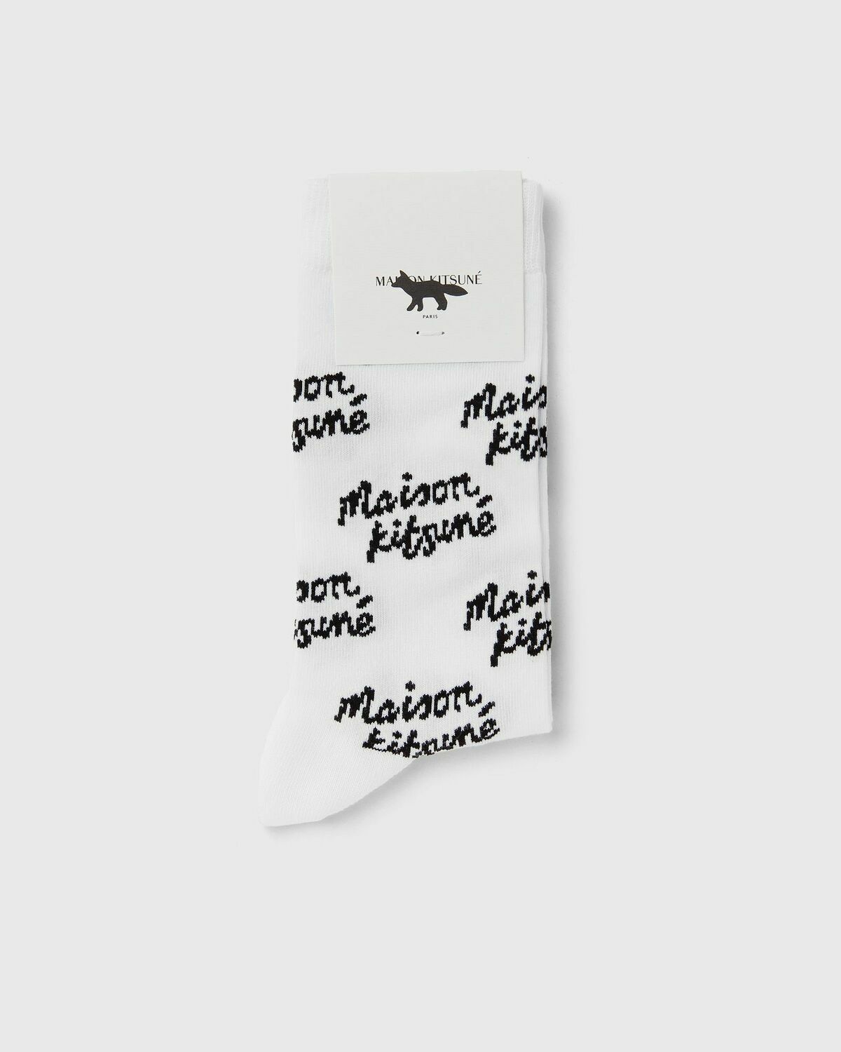 Maison Kitsune Maison Kitsune Handwriting All Over Socks White Socks