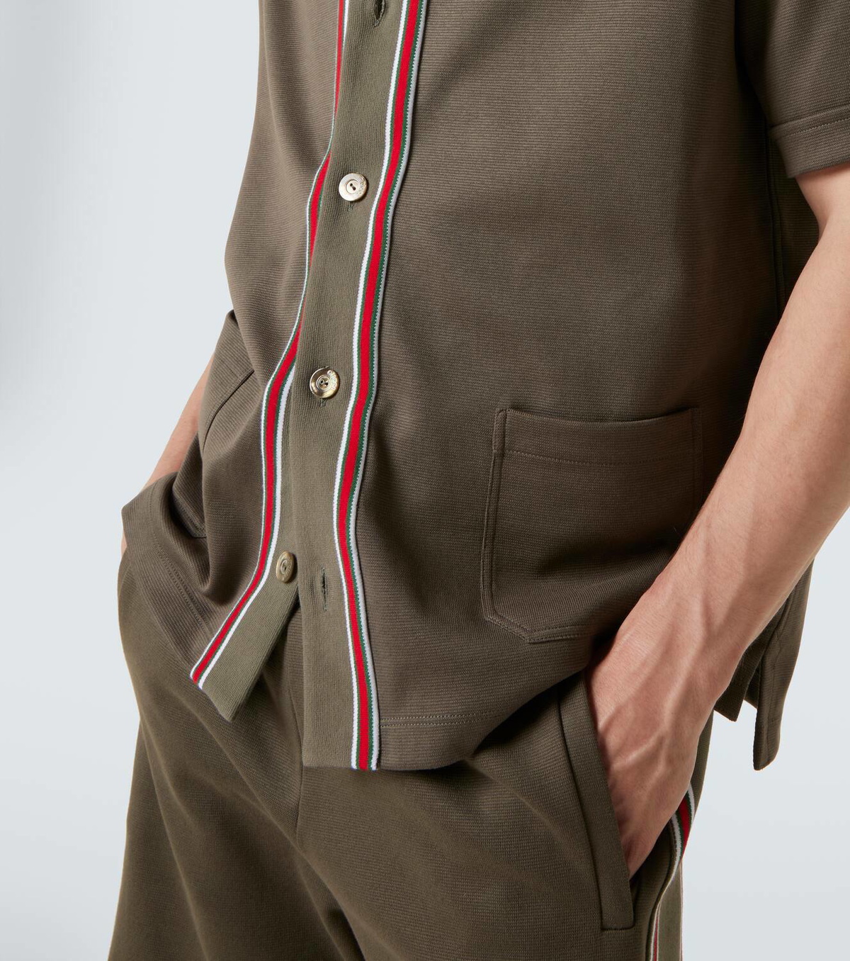Gucci Logo Web Stripe cotton piqué polo shirt
