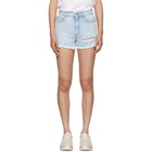 Stella McCartney Blue Distressed Denim Shorts