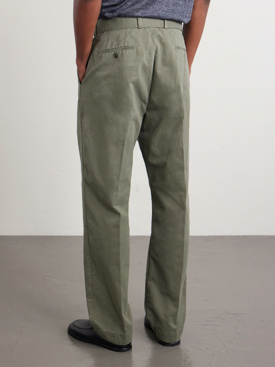 Officine Générale - Evans Wide-Leg Belted Pleated Organic Cotton-Twill Chinos - Green