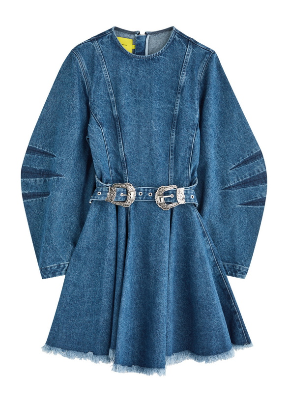 Photo: Marques' Almeida Panelled Belted Denim Mini Dress Blue