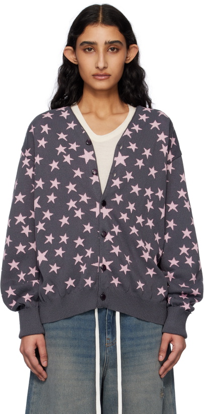 Photo: NEEDLES Gray & Pink V-Neck Cardigan