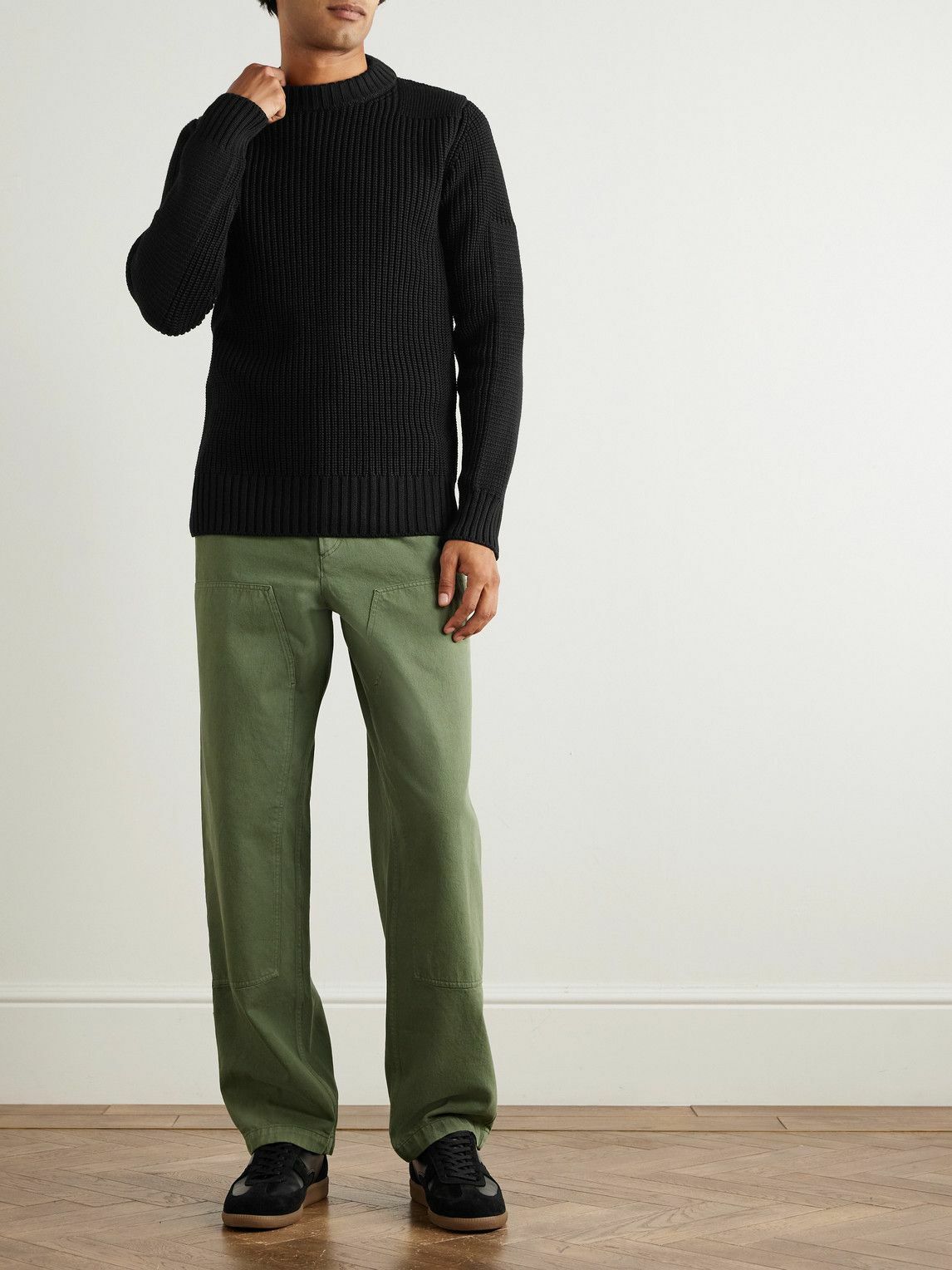 S.N.S. Herning - Robust Slim-Fit Ribbed Merino Wool Sweater - Black