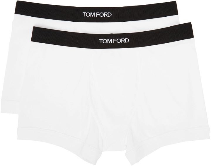 Photo: TOM FORD Two-Pack White Cotton Boxer Briefs