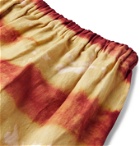 Story Mfg. - Bridge Wide-Leg Tie-Dyed Organic Linen and Cotton-Blend Drawstring Shorts - Red