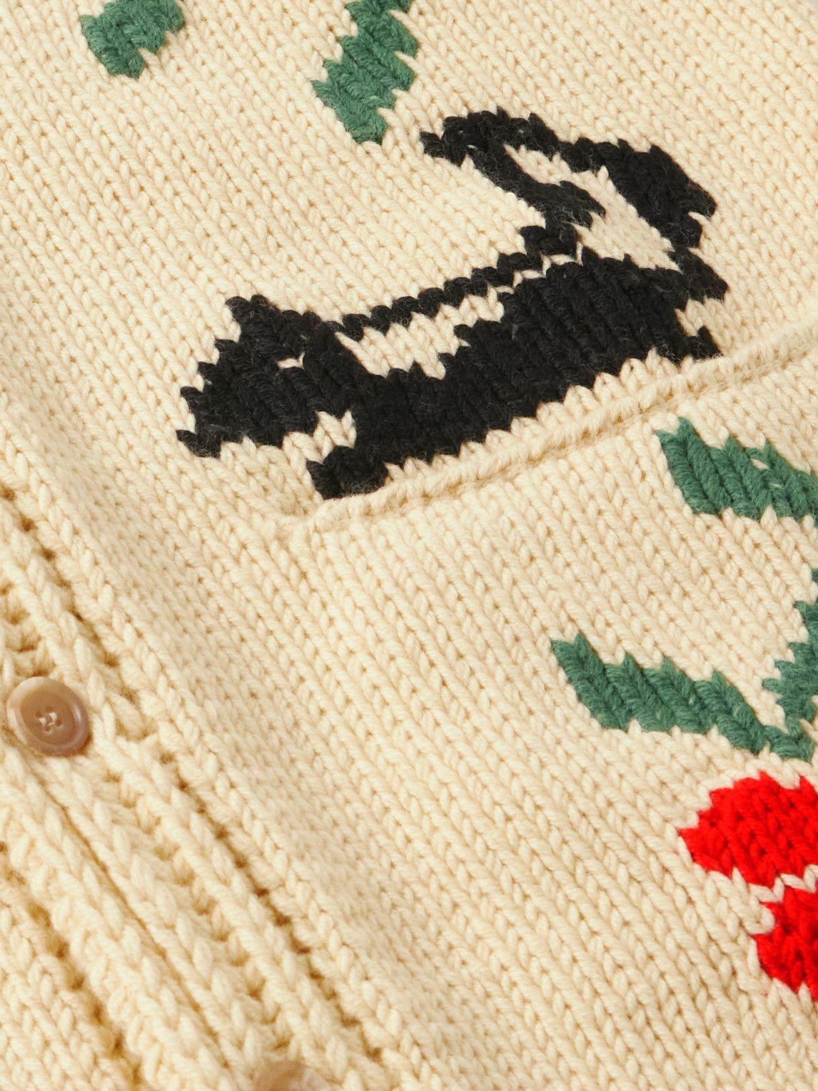 BODE - Pirate Ship Intarsia Virgin Wool Cardigan - Neutrals