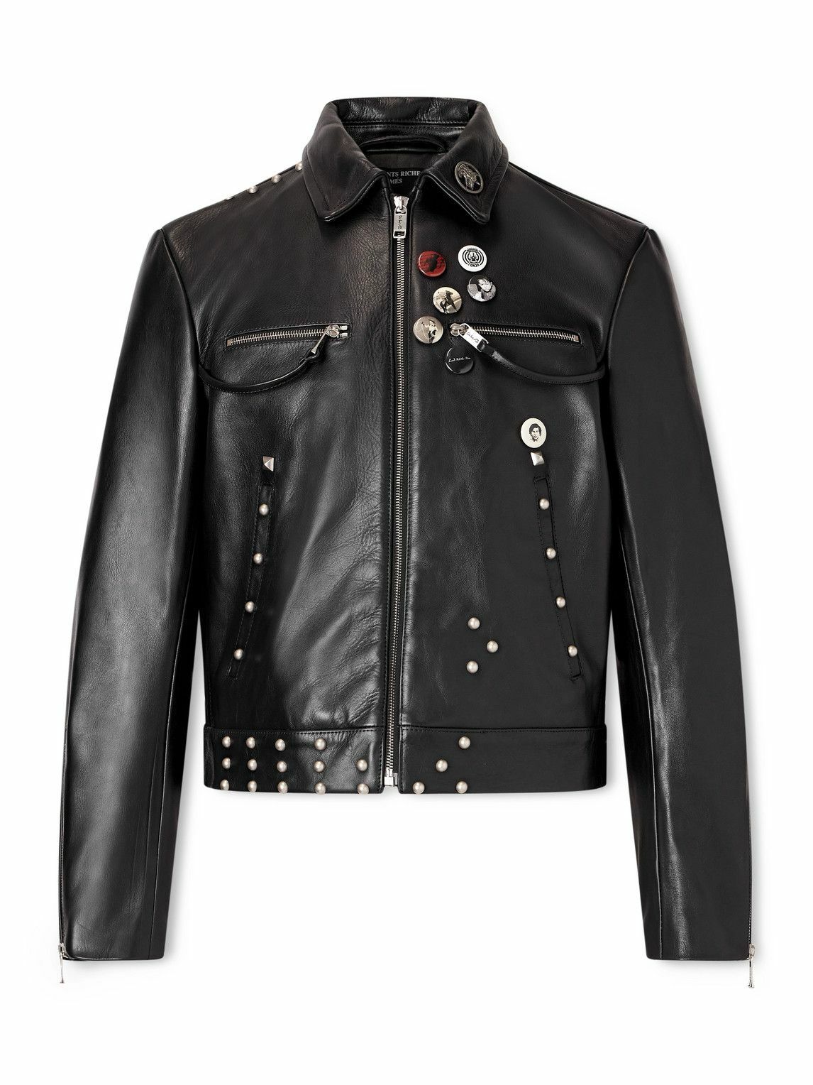 Enfants Riches Déprimés - Sid Cropped Studded Embellished Leather Jacket - Black