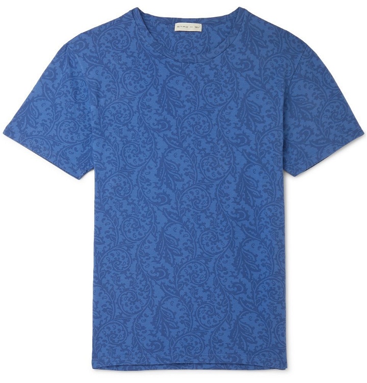 Photo: Etro - Paisley-Print Cotton-Jersey T-Shirt - Blue