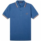 Fred Perry Men's Twin Tipped Polo Shirt in Blue/Ecru/Caramel